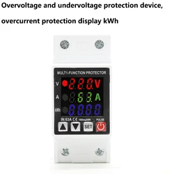 Rail overvoltage and undervoltage protector 220VAC digital display voltage and current kWh