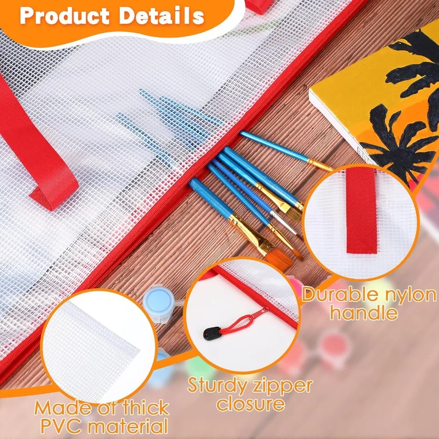 10 шт. 19x25 дюймов прозрачные белые художественные портфели с застежкой-молнией и ручкой для защиты художественных плакатов доски объявлений и