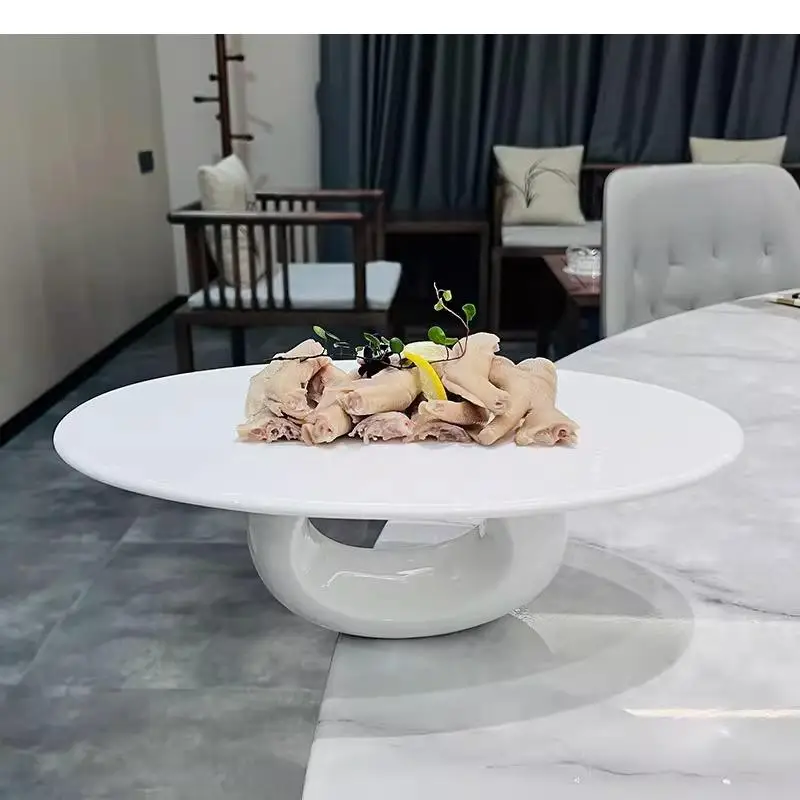 

High Foot Ceramic Dinner Plate Pure White Oval Flat Dessert Display Sushi Plates Specialty Tableware