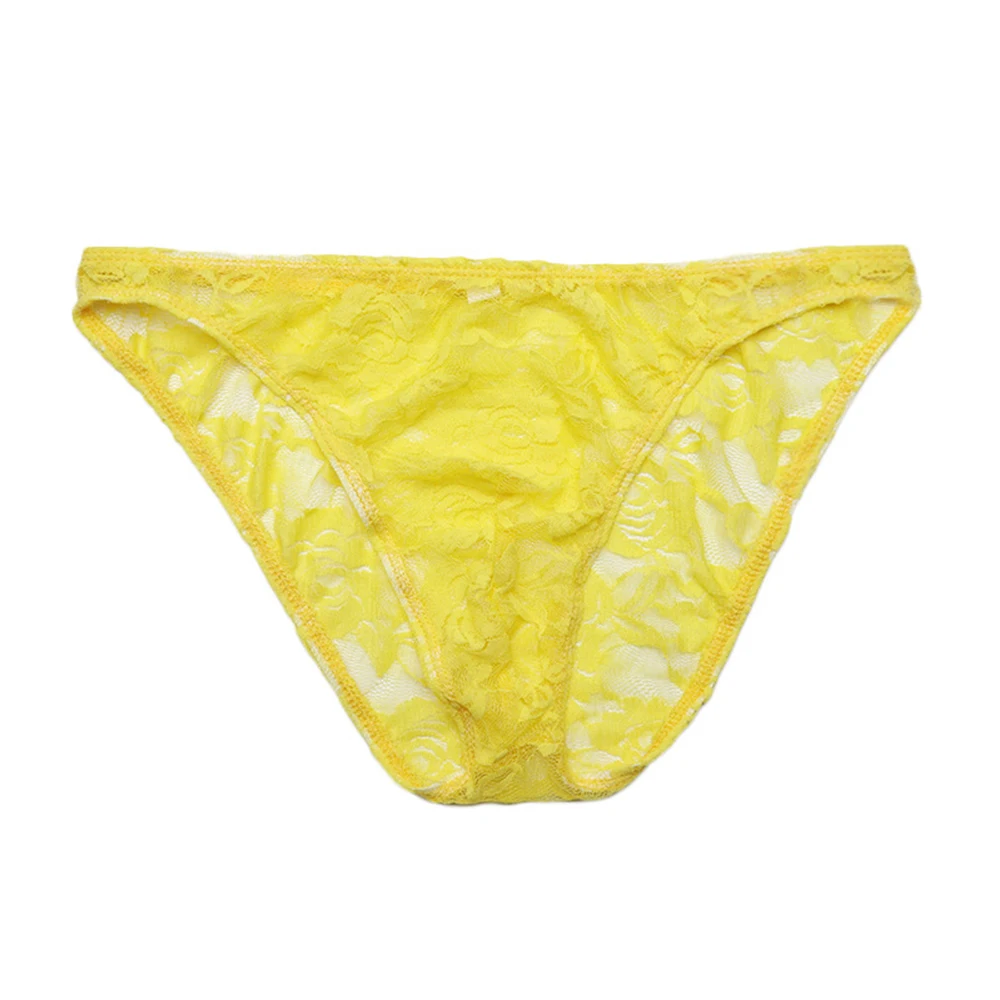 1pc Men Sexy Sissy Underwear See-Through Breathable Lace Bikini Underpants Briefs Lightweight Comfortable Panties