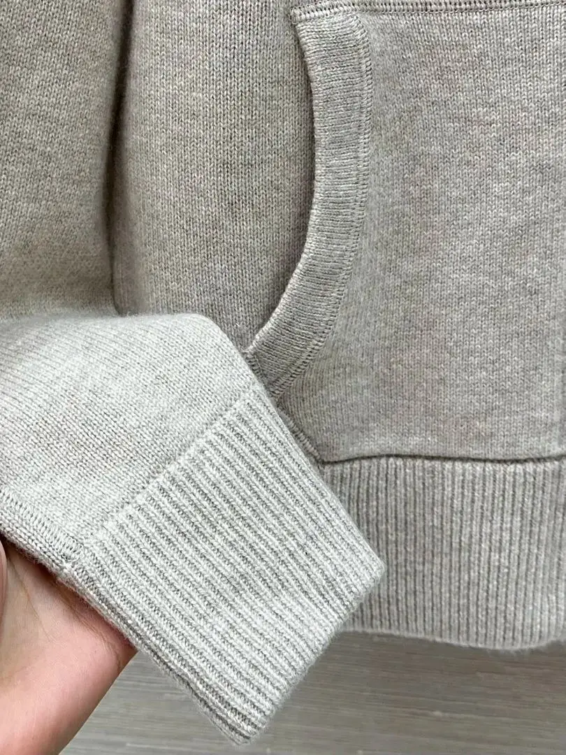 Women's 100% Cashmere Knitted Set Long Sleeve Hooded Cardigan + Elastic Waist Straight Pants Casual Suit