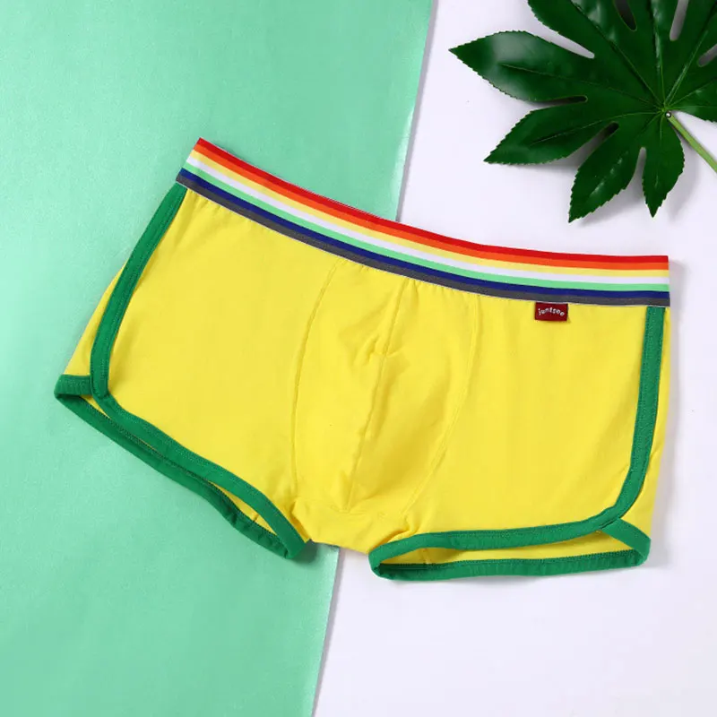 Regenbogen Gürtel Boxershorts Männer Boxer Männliche Unterwäsche Höschen Baumwolle Shorts Boxer Jugend Atmungsaktiv Bequeme Unterhose Cueca