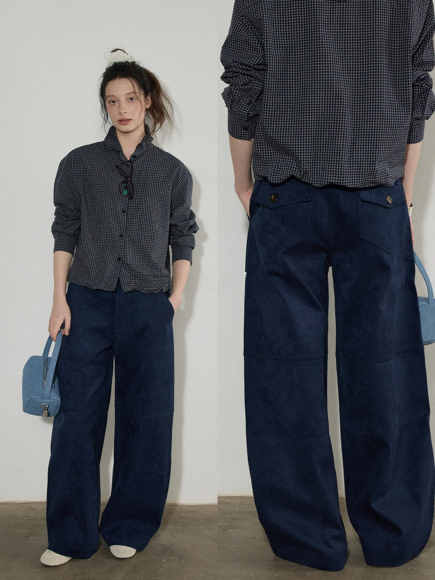 

Lofi Choose Women's High Waist Wide Leg Pants Winter New Sle Casual Suede Surface Loose Knife Versatile Ladies Trousers