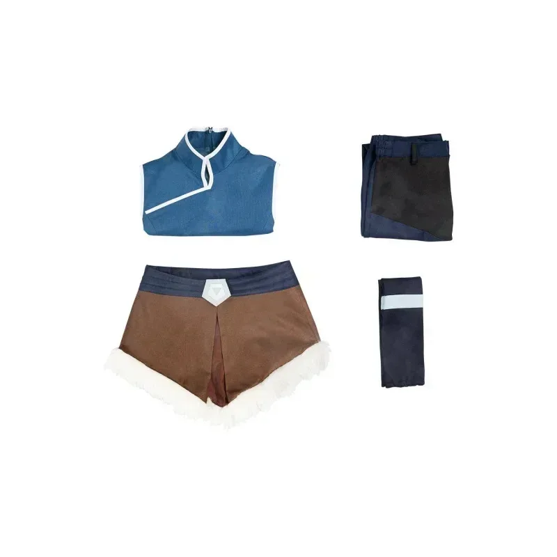 Avatar: The Legend Season 4 Korra Cosplay Women Costume Top Pants Set Outfits Blue Vest Girls Full Cloth Halloween Carnival Suit