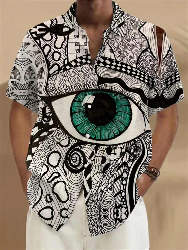 2025 Men's Geometric Stripe 3D Printed Shirt Hawaii Vacation Shirt Casual Party Outdoor Vacation Summer