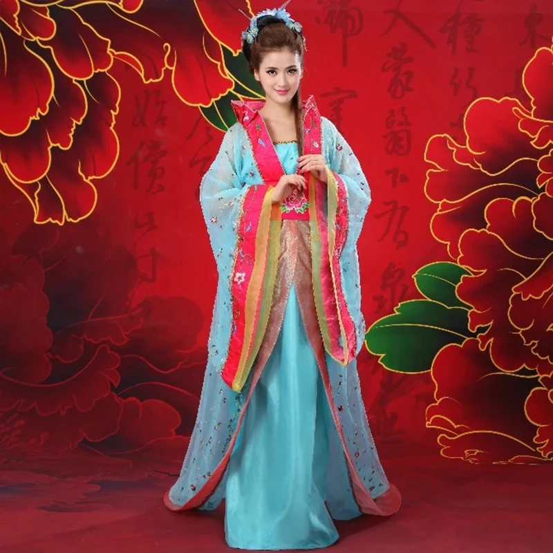 Women Hanfu Costume Lady  Imperial Princess Dress Chinese Trailing Fairy Outfit Folk Dance Dress Ancient Tang Dynasty Clothing