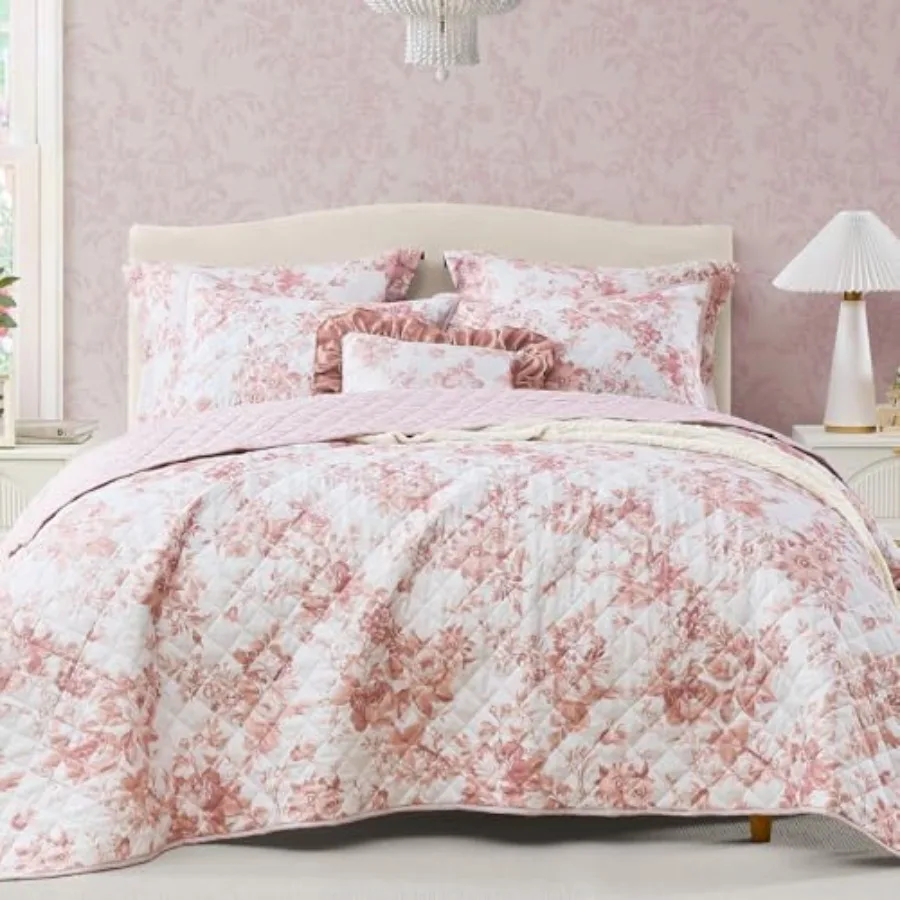 

Комплект стеганых покрывал с цветочным узором, двустороннее, легкое и дышащее, для всех сезонов, мягкое стеганое покрывало с 2 предметами