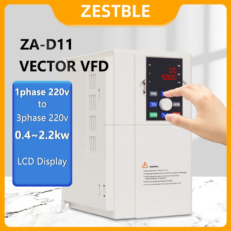 1 PH 220V to 3PH 220V 0.4/0.75/1.5/2.2KW 0.5/1/2/3HP VFD Variable Frequency Drive Converter for Motor Speed Control Inverter