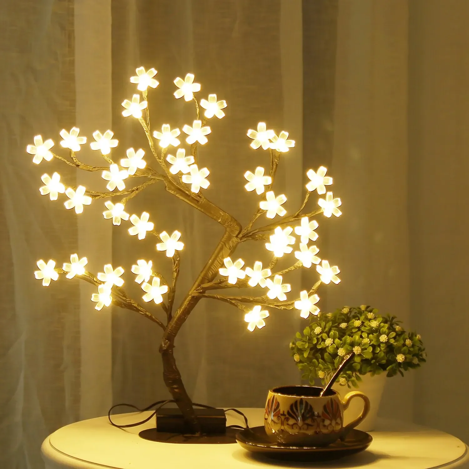 Cherry Blossom Tree Light USB 24LEDs RGB For Desktop Room Bedside Bedroom Hotel Shop Home Festival Decor Christmas Tree Light