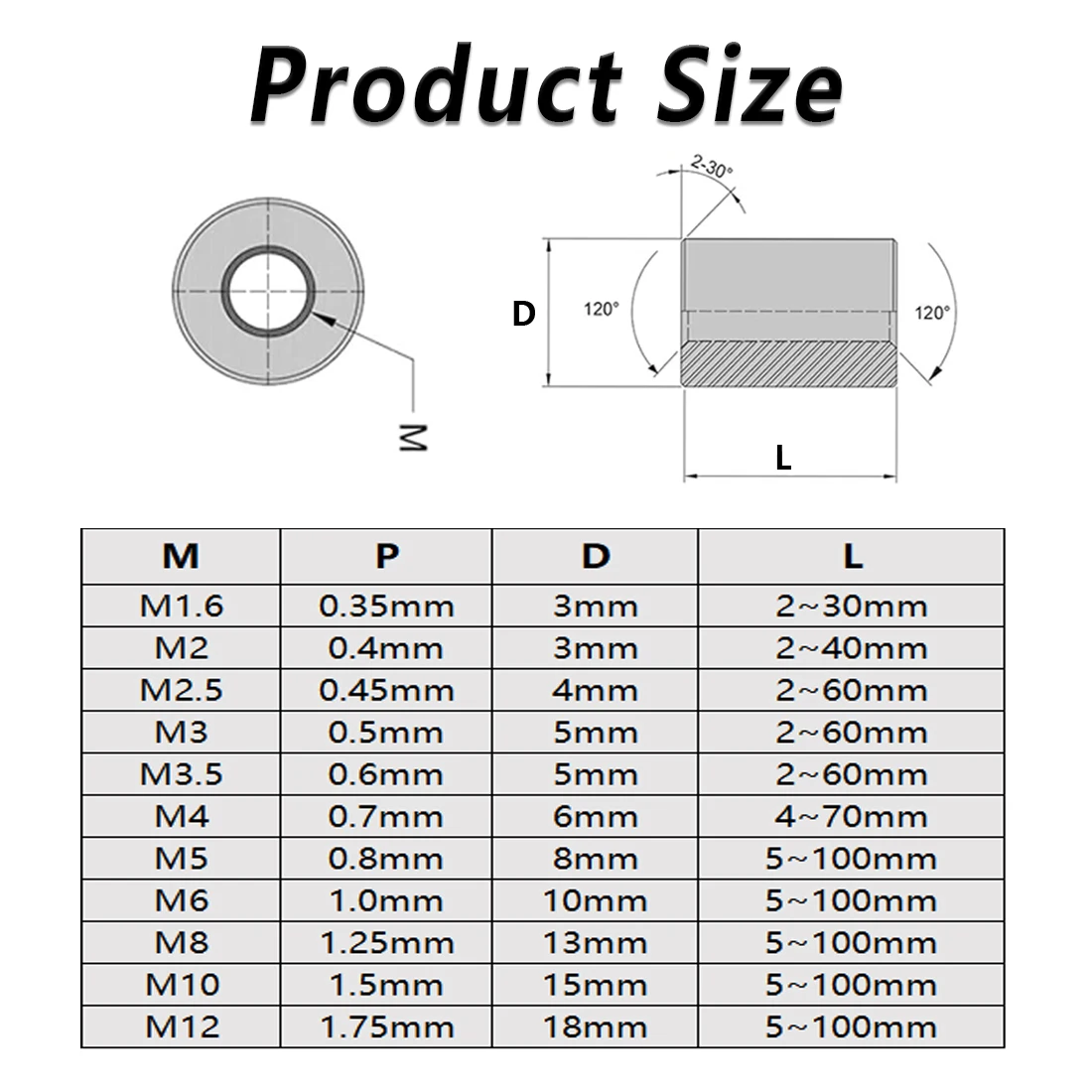 M1.6 M2 M2.5 ~ M12 Brass Extend Long Lengthen Round Coupling Nut Sleeve Tubular Nuts Joint Sleeve Nut