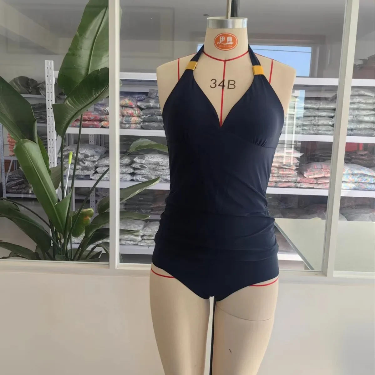 الصلبة الرسن البيكينيات مجموعة Tankini مجموعة النساء عالية الخصر ملابس السباحة مثير رفع ملابس السباحة Biquini عارية الذراعين عالية الخصر ثوب السباحة