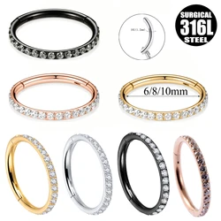 1PC Surgical Steel Nose Septum Clicker Side Micro Zircon Gold Plated Earring Cartilage Helix Tragus Daith Piercing Jewelry