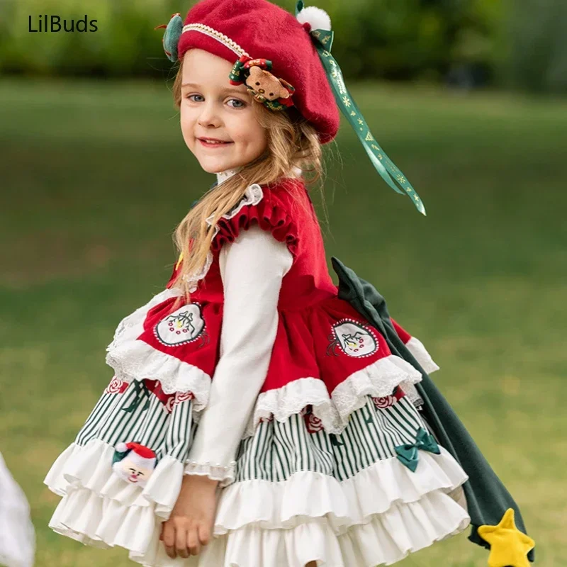 2024 New Kids Children Lolita Tutu Dresses Costume Girls Christmas Princess Sleeveless Vest Outfits Autumn And Winter Clothes