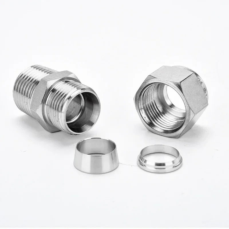 Steel Straight Conversion Adapter, Fitting Tube, Ferrule Connector, 304 SS Pipe, DSJ-M,YDF-LOK,LOK, 1/8 '', 1/4'', 3/8 '', 1/2''