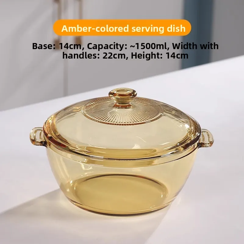 

Heat Resistant Glass Bowl Double Ears Microwave Se Amber Color Soup Bowl Ins Sle Home Use Fruit Salad Bowl Dining Utensils
