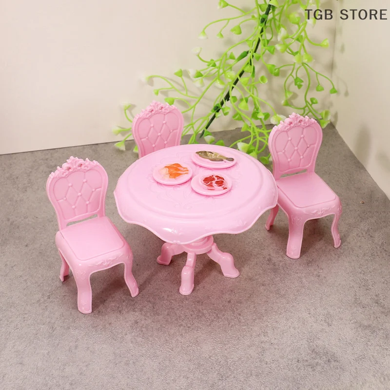 1Set 1:12 Poppenhuis Miniatuur Eettafel Stoelen Ronde Tafel Meubels Woonkamer Decor Speelgoed Poppenhuis Accessoires