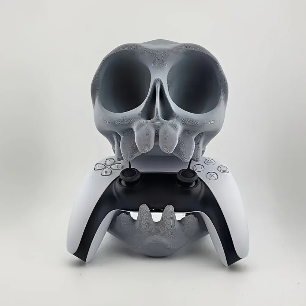 Skull Shaped Controller Stand Headphone Holder 2-in-1 Game Accessory Gothic Headset & Gamepad Display Stand Desk Decor for Gamer view 2
