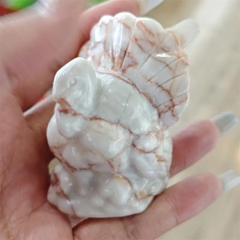 Natural Red Network Stone Turkey Carving Crystal Love Healing Fengshui Gemstones HomeDecoration Holiday Gift 1PCS