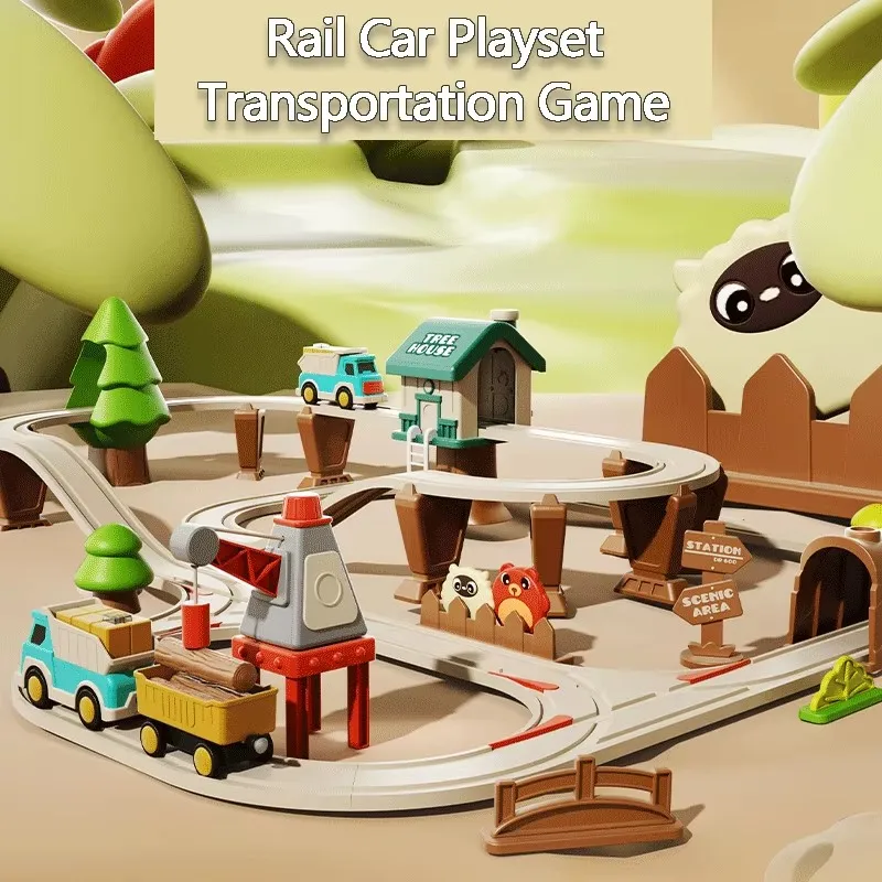 Electric Train Track Toy Simulation Forest Logging /City Series Puzzle Assembly Rail Car Children's Puzzle Toys Kids Gifts