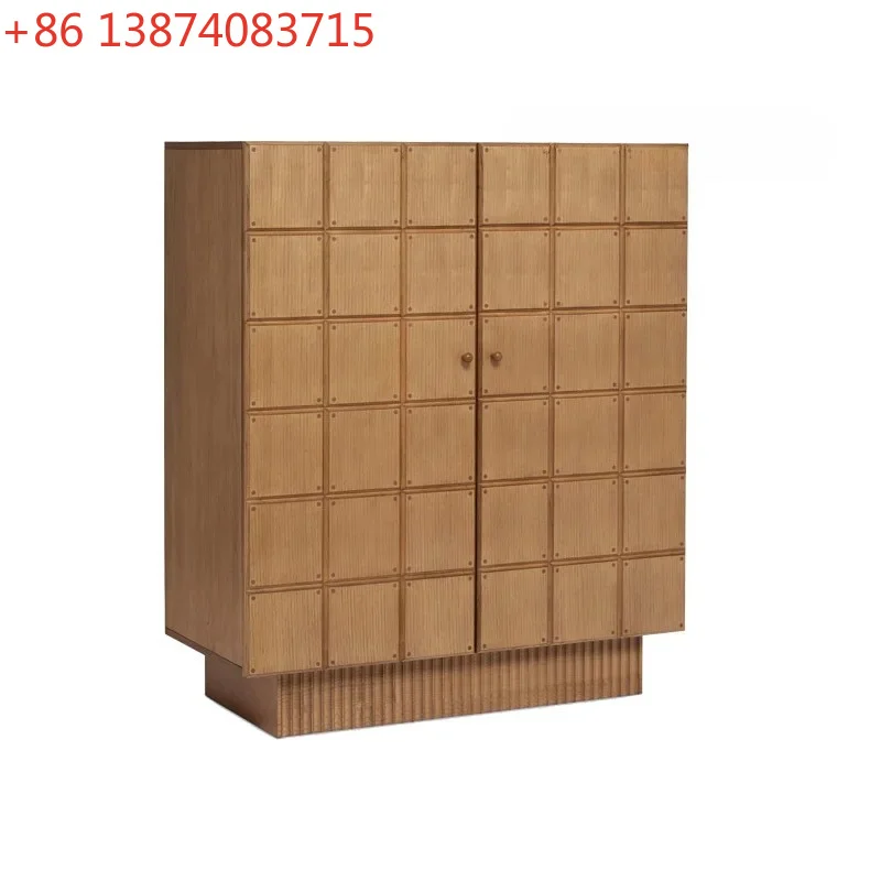 

Side cabinet Italian oak bogu frame composite retro amber furniture cabinet storage cabinet