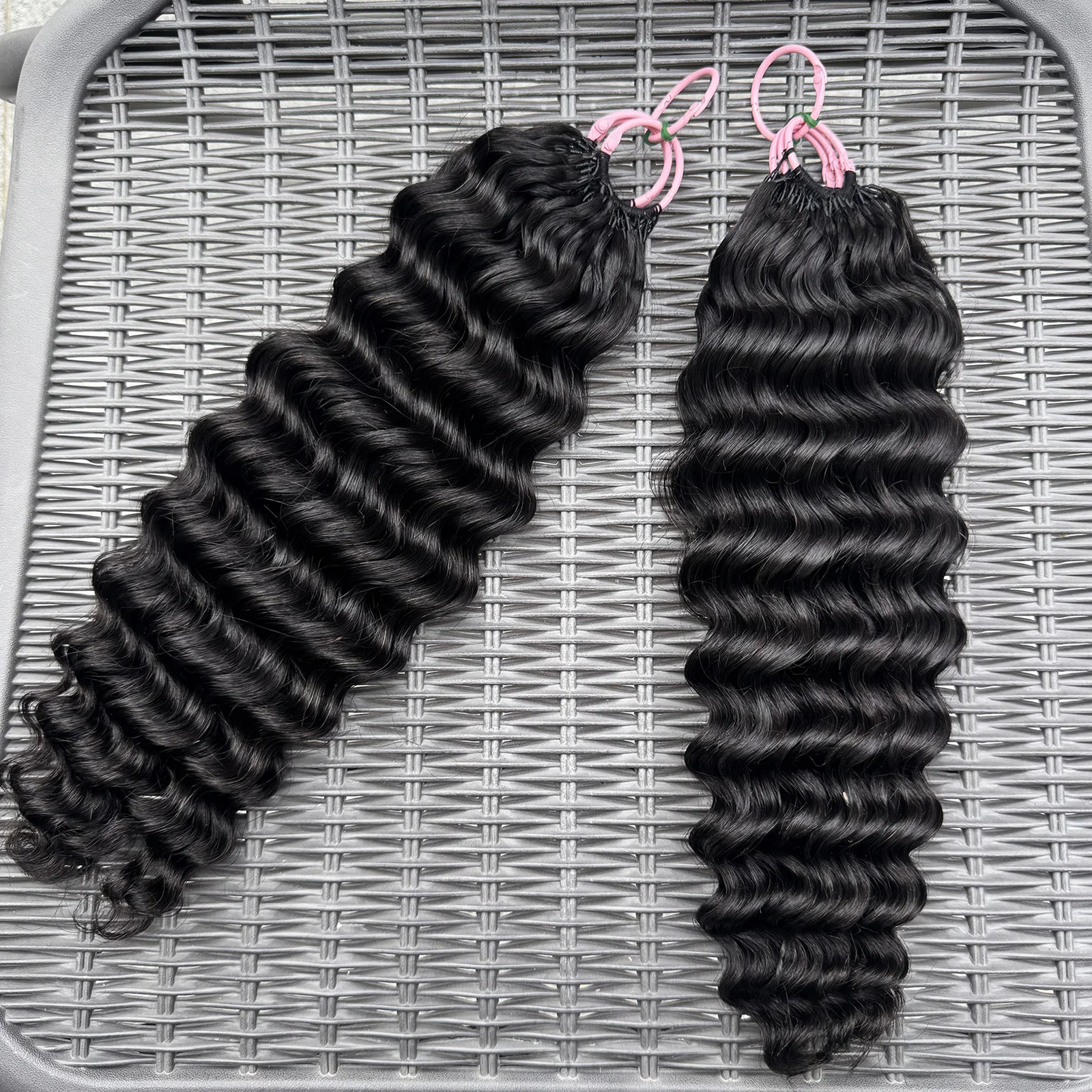 موجة عميقة الكروشيه شعر مستعار بشري غريب مجعد الكروشيه الشعر البشري Knotless قبل فصل الكروشيه ريشة وصلات شعر #4