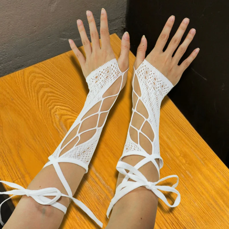 Millennial Y2K Hot Girl Cinturino in pizzo Maniche a mano Primavera ed estate Correttore Guanti a nastro fai-da-te per donna