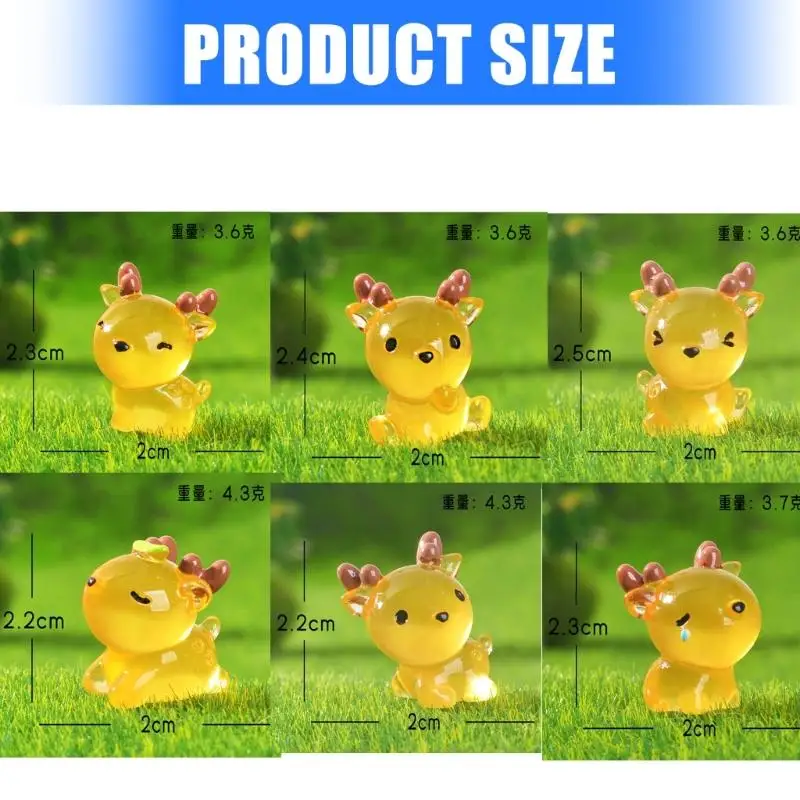 E8BD 6Pcs Deer Model Resins Glowing In Dark Decorative Accent For Modern Interior