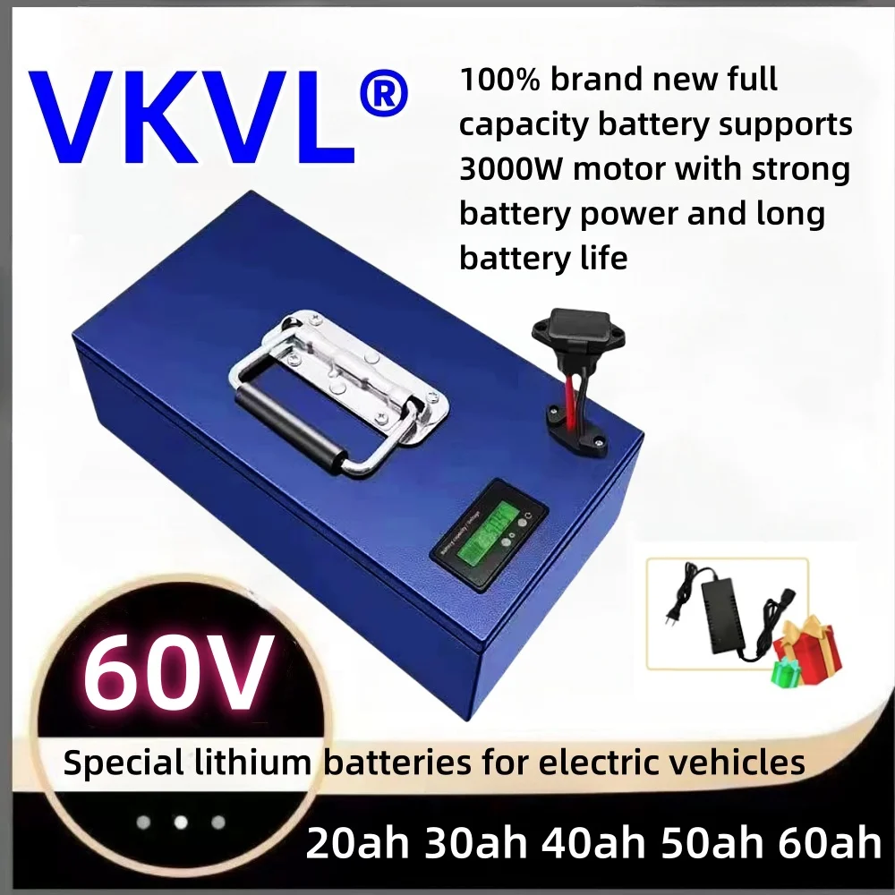 

Brand new 60V20Ah25Ah30Ah 100% full capacity 18650 lithium battery pack 250-2000W large capacity+67.2V 2A charger