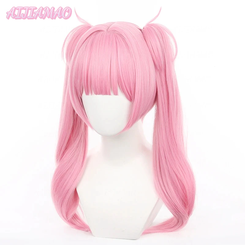 Wig Cosplay klik Link LI TIANXI, Wig sintetik tahan panas, Wig Cosplay Anime ekor kuda ganda panjang 55cm