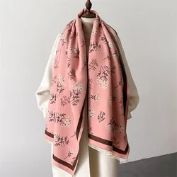 2024 Winter Cashmere Scarf Women Floral Print Pashmina Shawls Lady Wraps Thick Warm Bufanda Echarpe Blanket