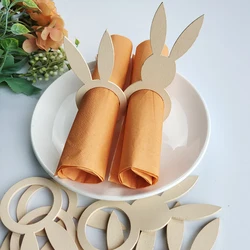 Easter Napkin Ring Holders Rabbit Ears Wooden Napkin Stand Racks Easter Decoration 2025 Easter Party Table Decoration Supplies