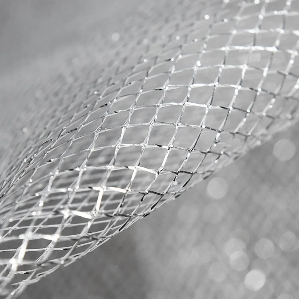 DIY 1PC Sequin Mesh Fabric Gold Silver Hard Yarn Clothing Designer Fabric Garment Accessories For Party Dance Costume