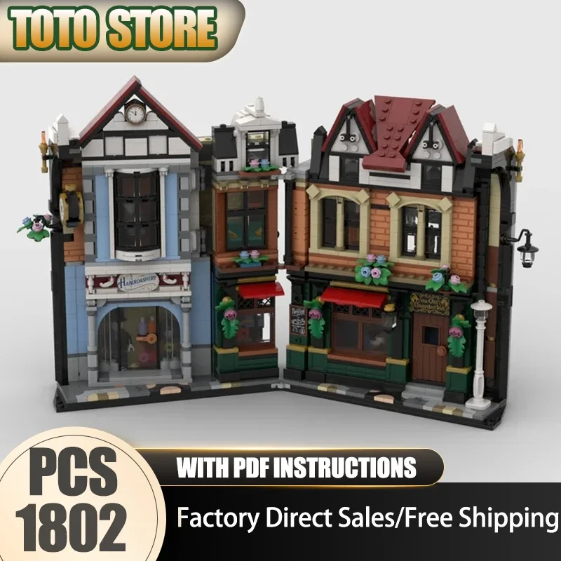City Street View Model Moc Building Blocks Modular Tudor Book Nook Model Technology Bricks DIY Assembly Construstion Gifts Toys