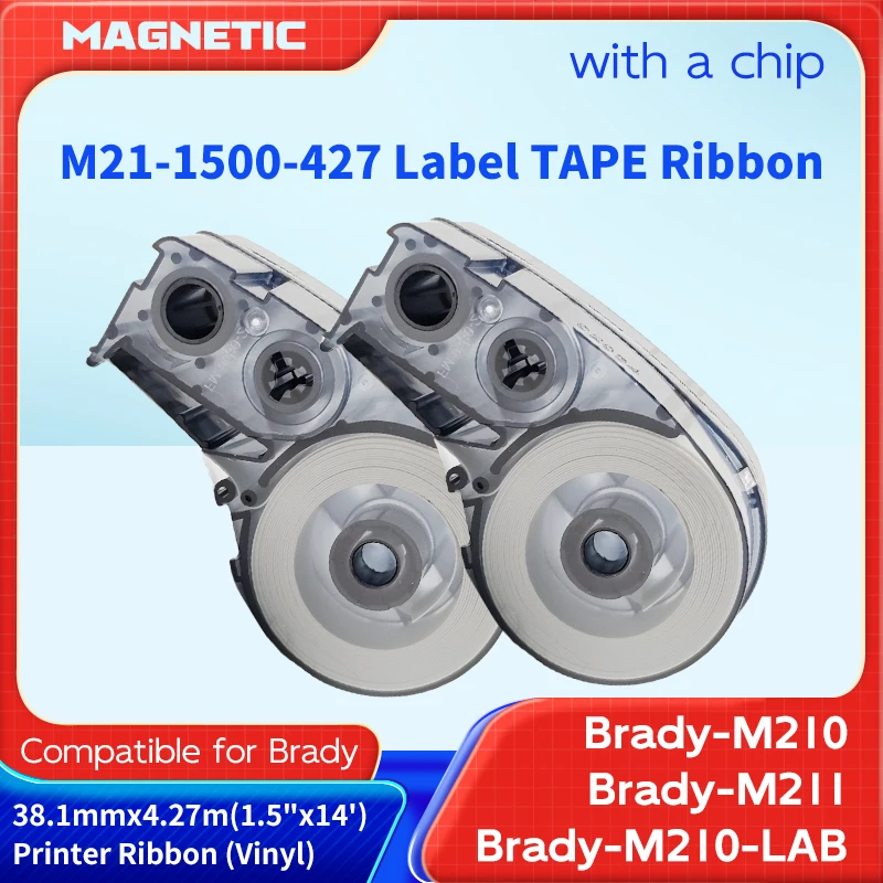Vinyl Label Ribbon Black On White M21-1500-427 38.1mm*4.27m For Brady BMP-21 PLUS Printer Industrial Label Printer Etikettenband