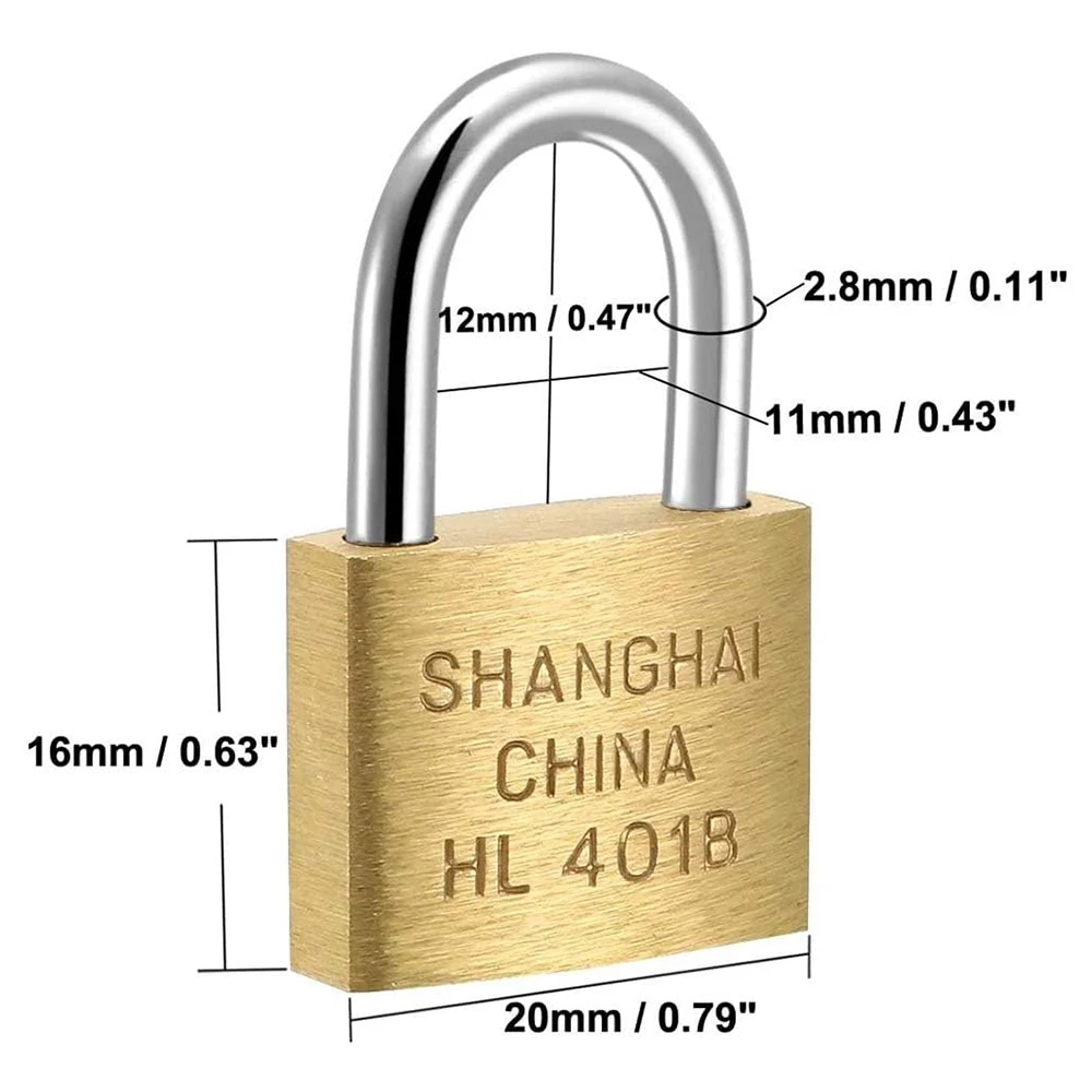 Copper Padlock 20mm Small Locks with 3 Keys for Luggage Case Locker Home Improvement Hardware