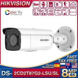 Original Hikvision 8MP POE ColorVu AcuSense Bullet IP Camera DS-2CD2T87G2-LSU/SL Security Strobe Light and Audible Warning Camer