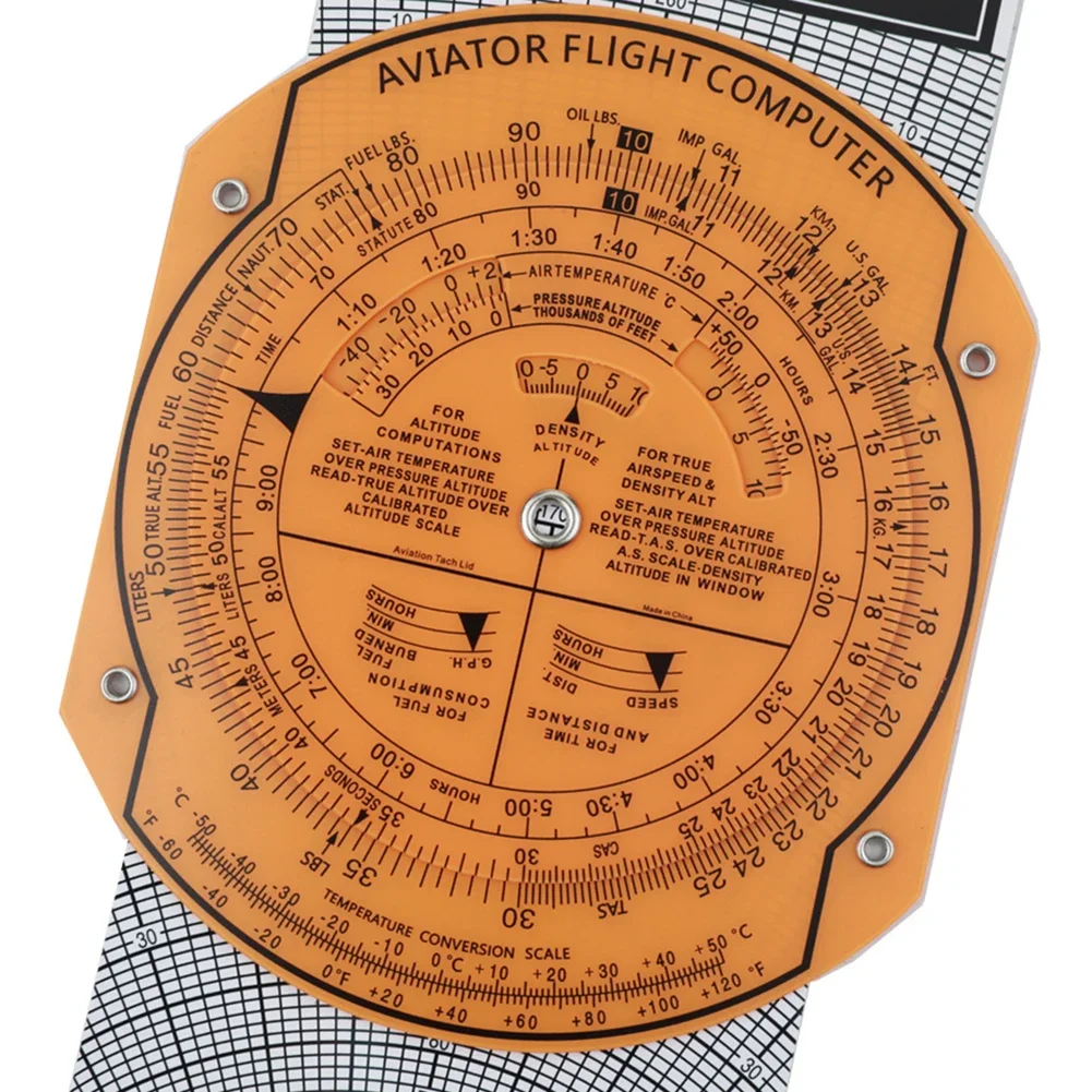 360 Degree Rotation Aviation Plotter Transparent ABS Slide Rule For Aircraft Navigation Flight Planning And Vector Calculation T
