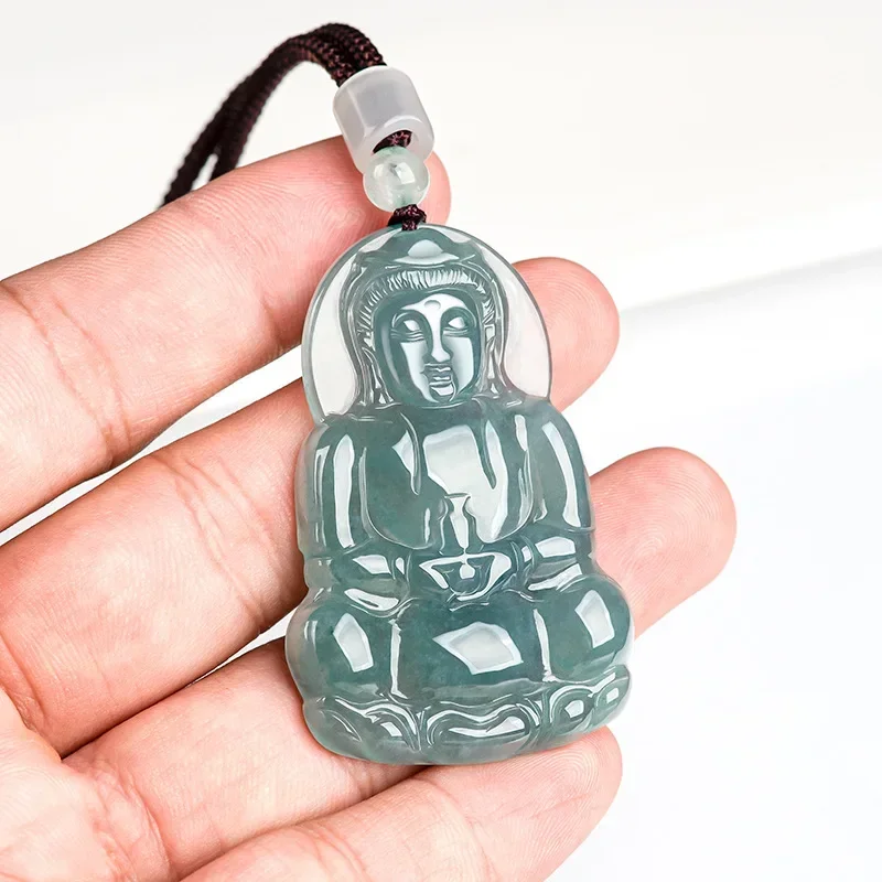 

Burmese Jade Buddha Guanyin Pendant Luxury Pendants Necklaces Choker Natural Stone Real Jadeite Emerald Jewelry Green Gift Men