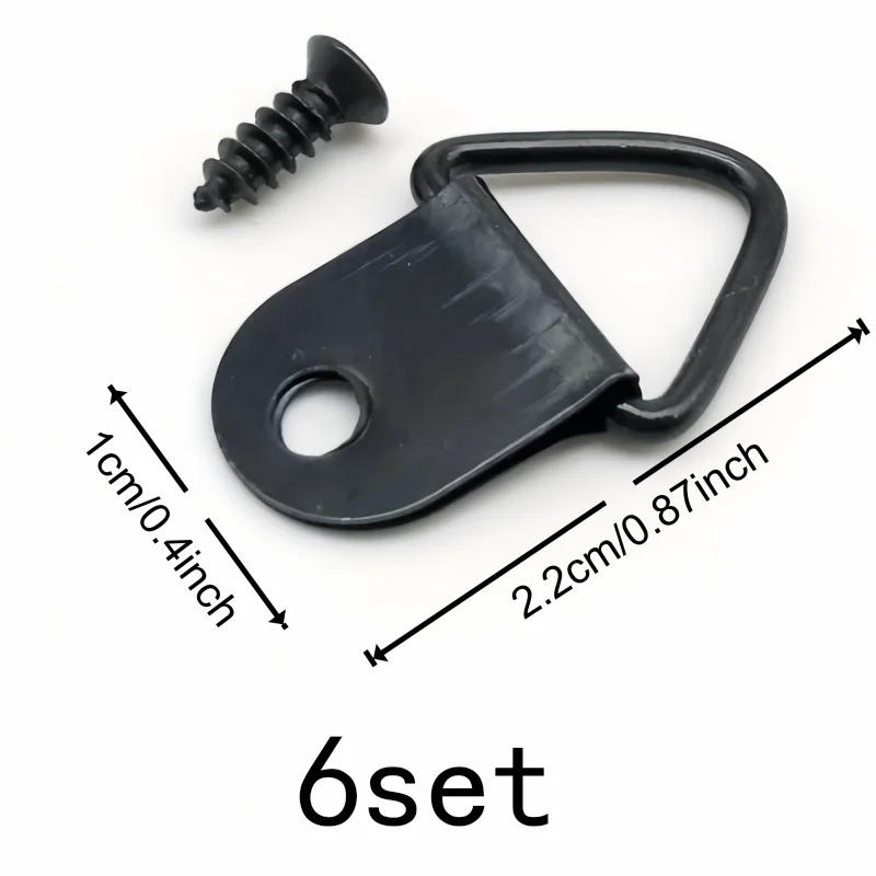 6Pcs Black Triangle Hooks with 6 Screws, Easy Install for Living Room Bedroom Study Picture Poster Frame