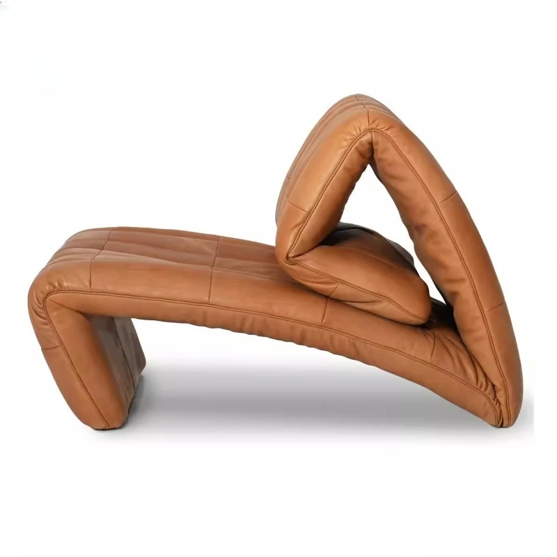 Creative special-shaped leather folding curved living room single, casual recliner