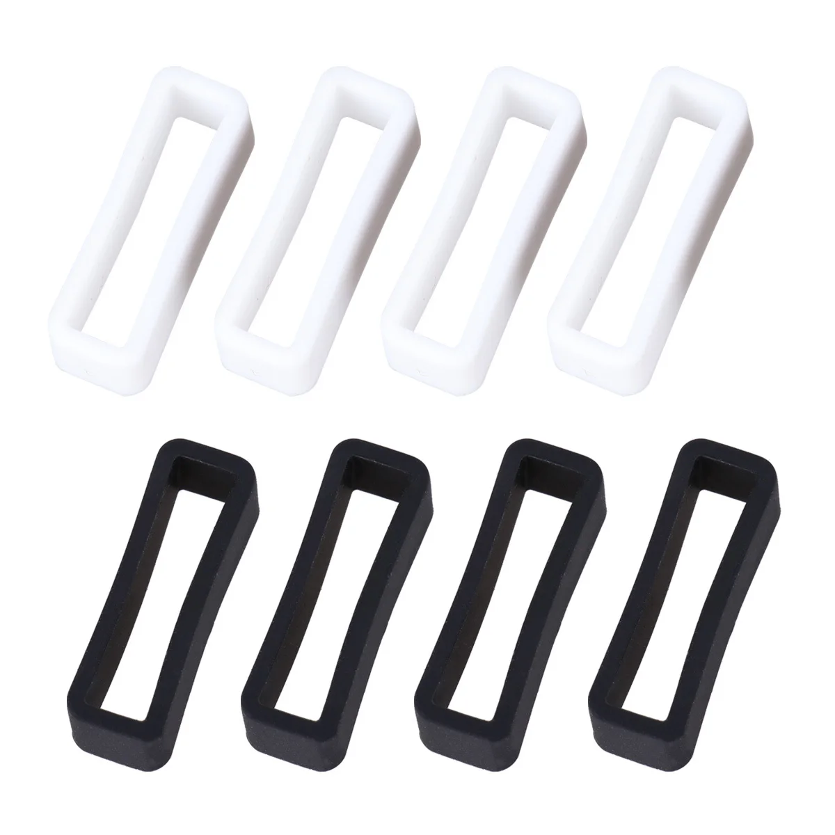 8 قطع من مشابك حزام الساعة، حلقة سيليكون مطلية كهربائيًا، مشبك للساعة بتشطيب ناعم وخفيف الوزن وتصميم بسيط، 24 ملم، أسود وأبيض