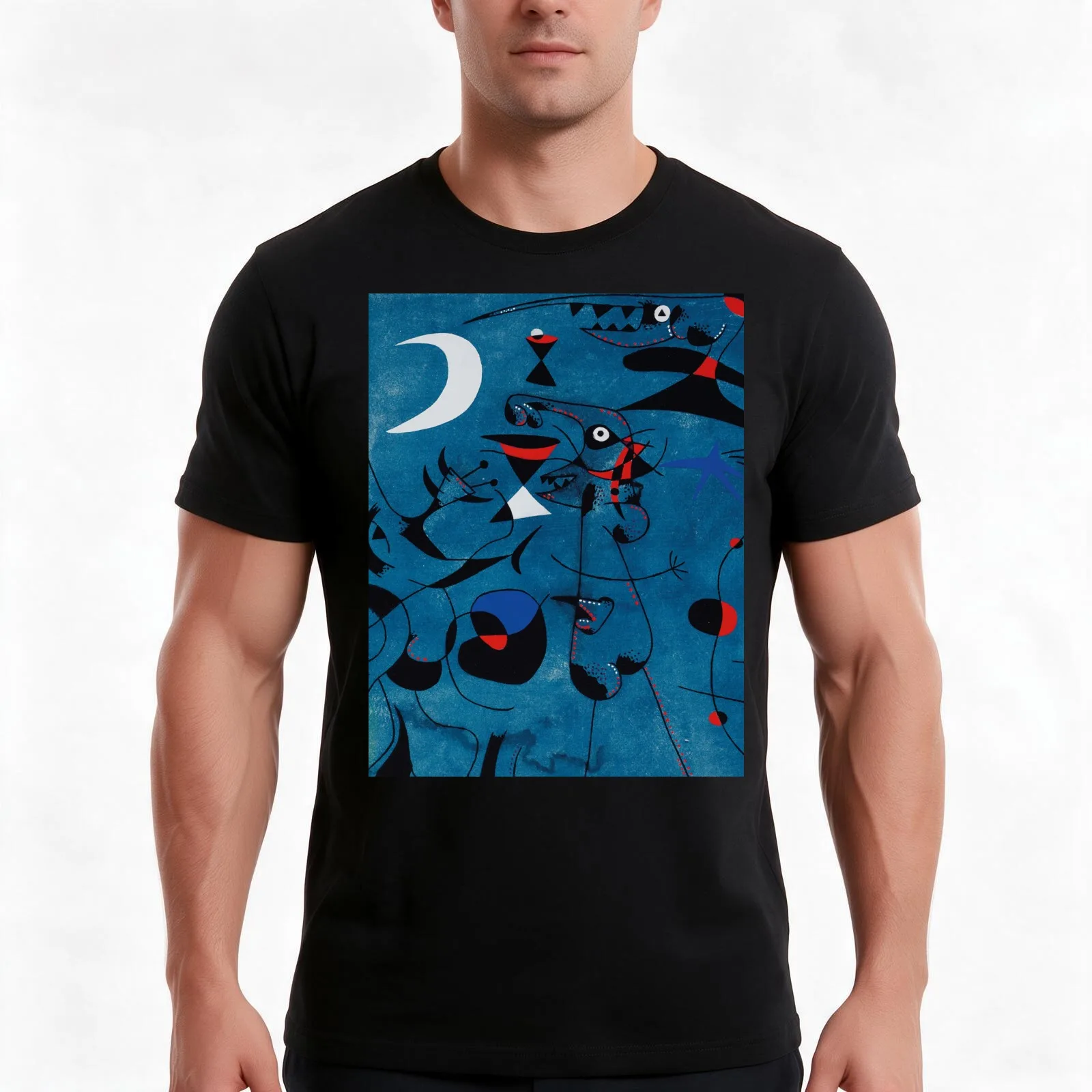 Joan Miro Constellation Print T-Shirt Summer Casual Cotton Tee Oversized Streetwear Tops Vintage Graphic Print 100% Cotton
