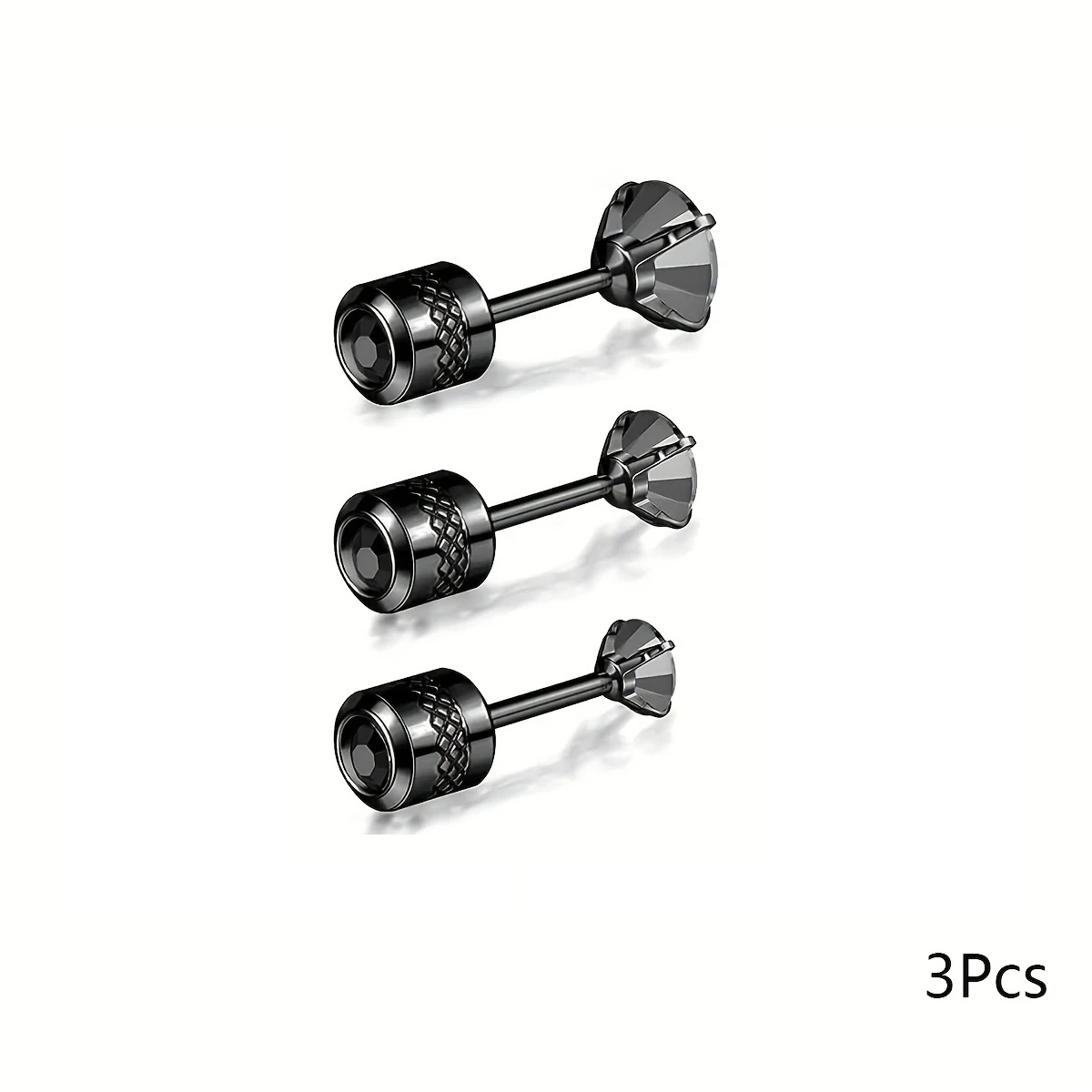 2 Stück Mode Edelstahl kubischen Zerkonia geprägten Muster Schraub ohrringe, flache Rückseite Knorpel Helix Ohr Piercing Schmuck – Detail 10