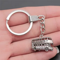 Dropshipping Souvenirs Gift Men Keychain 2 Colors 25x20mm London Bus Pendant Keyring