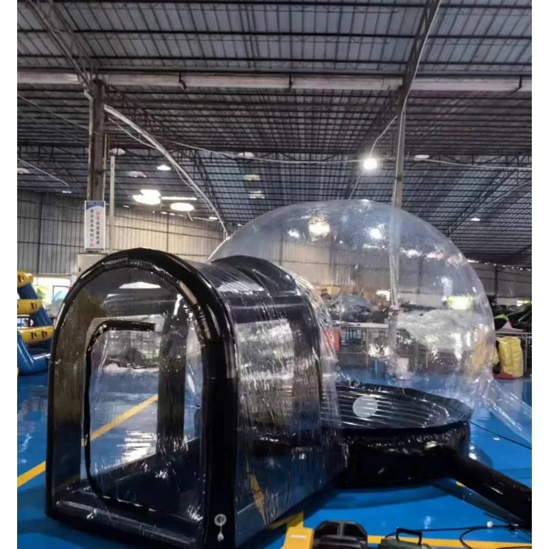 Party Event Rental Inflatable Bubble Dome Tent, 10ft Black PVC Transparent Bubble House with Air Blower Mat for Wedding Rental