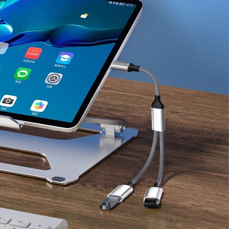 Compact USB C Male to Double USB C Female Splitter Cable 480Mbps Data Speed Charging Cable for Type C Tablets,Laptops