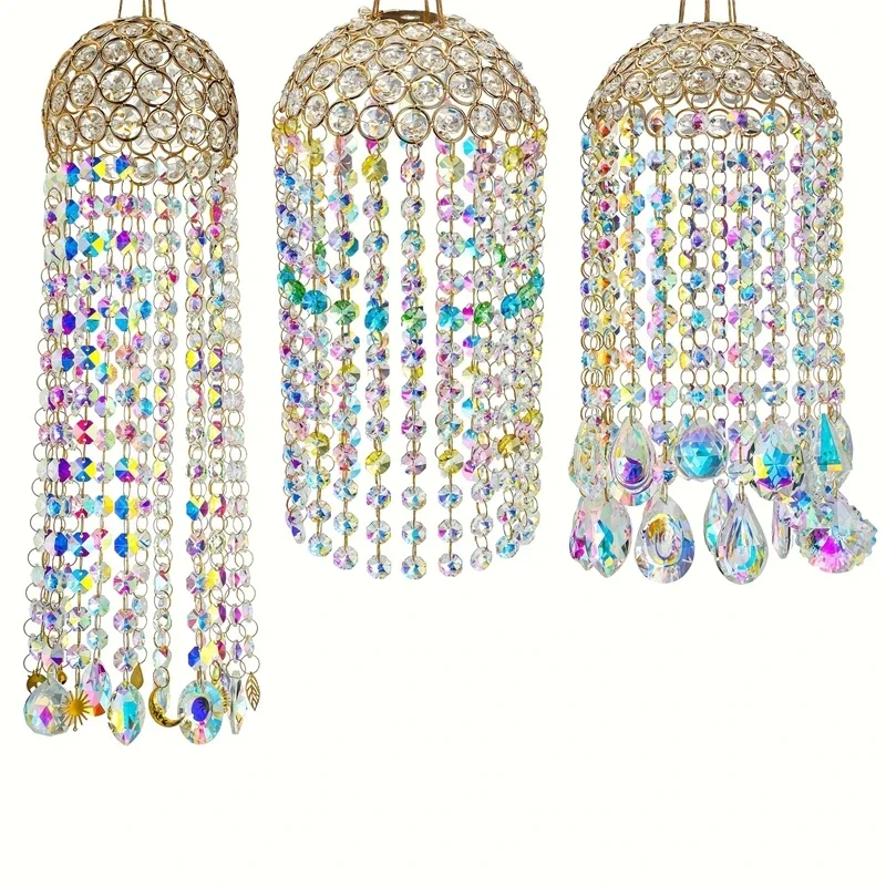 Crystal Suncatcher Prism Wind Chime Hanging Light Catcher For Window Home Centerpiece Decor For Mom Mothers Day Gift Elegant
