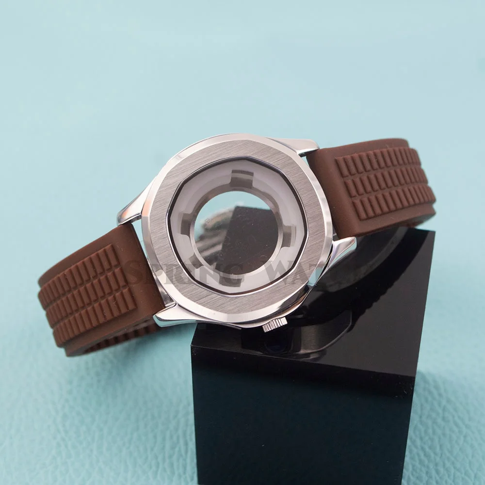 Women's Case Band for AQUANAUT Nautilus NH05 Watch Case Strap Ladies Case Stainless Steel Rubber Strap fit NH05 NH06 Movement