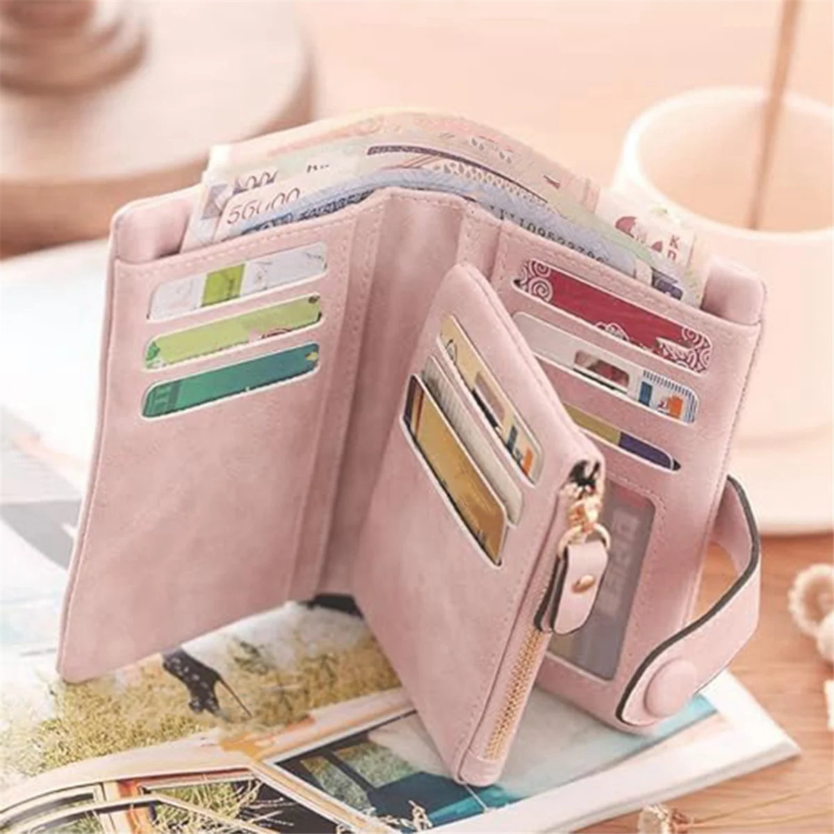 Wallet Leather Wallet Coin Purse Card Holder for Women Teen Girl Gifts for Birthday Anniversary Mothers Day Light Grey