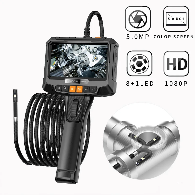 LAFOCH 360 °   Rotierendes Doppelobjektiv-Endoskop, 3,9 mm 5-Zoll-IPS-Endoskop-Inspektionskamera, mechanisches Industrie-Endoskop für die Automobilindustrie 3
